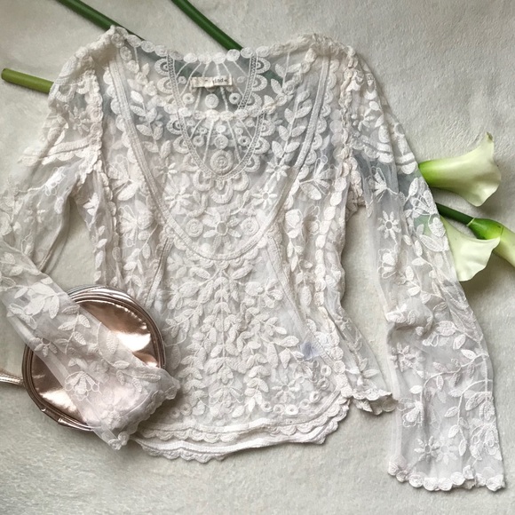 Rewind Tops - Knockout sheer lace embroidered top